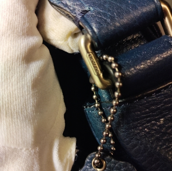 Genuine vintage COACH Camden  pebbled blue leather brief messenger bag like new - Picture 8 of 13